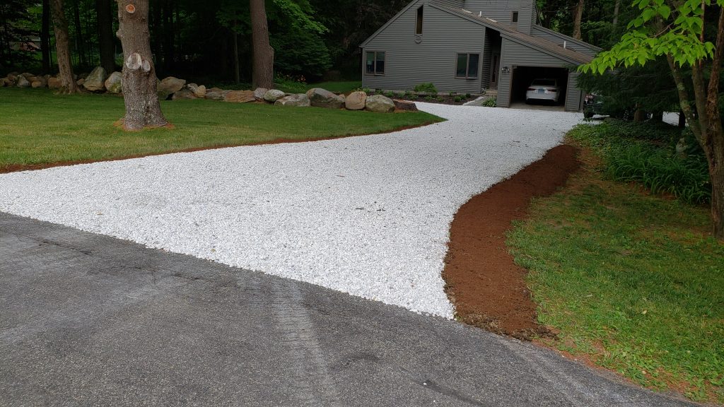 Gravel driveway installation for a residential property in Goshen, CT